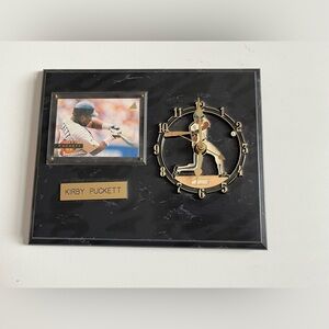 Vintage Minnesota Twins Kirby Puckett commemorative faux marble clock w/card